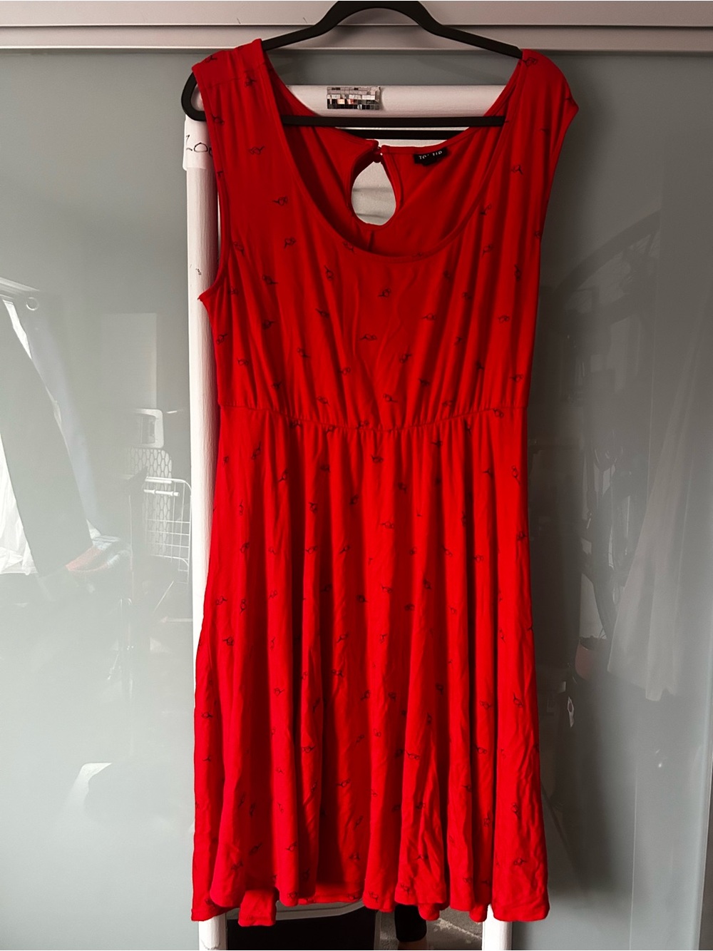 Torrid Red Sleeveless Heart Glasses Fit & Flare Dress